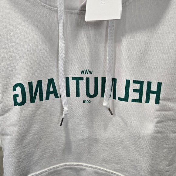 Helmut Lang Logo-Print Hooded Sweatshirt - Chalk White - Picture 3 of 12